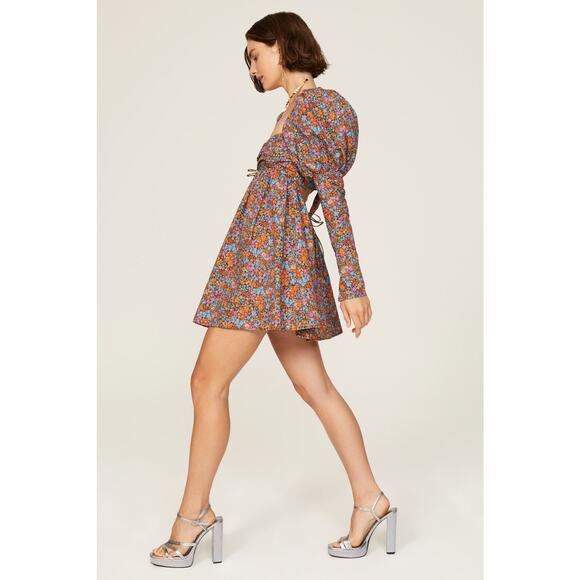 FOR LOVE AND LEMONS Multicolored Floral 100%Cotton Empire Brittany Mini Dress XS - Picture 12 of 16